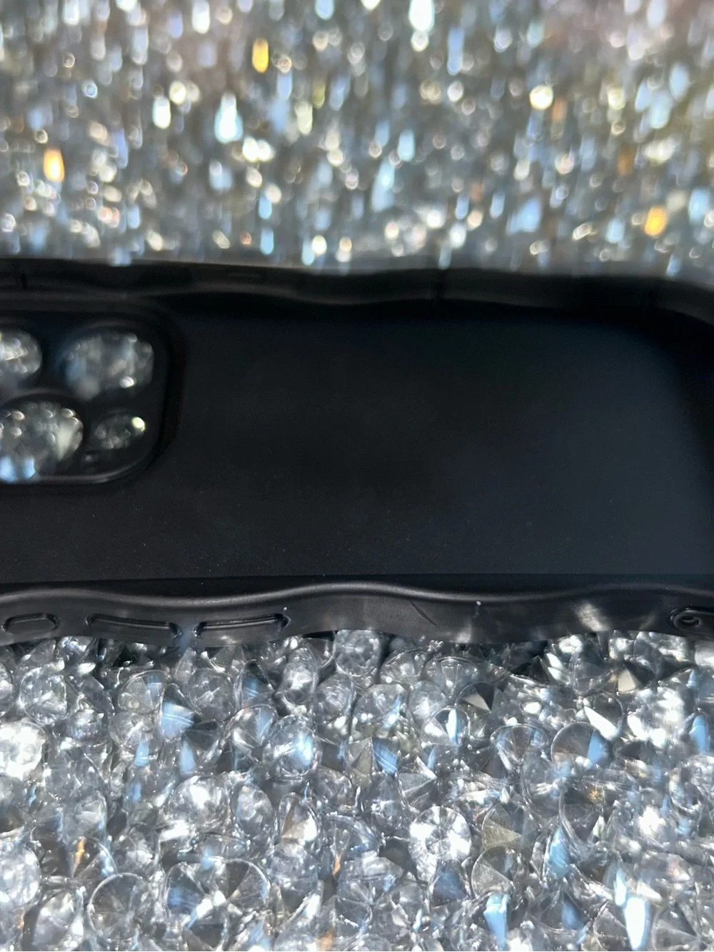 iPhone 15 pro Black Silicone Wavy Camera Protective Phone Case